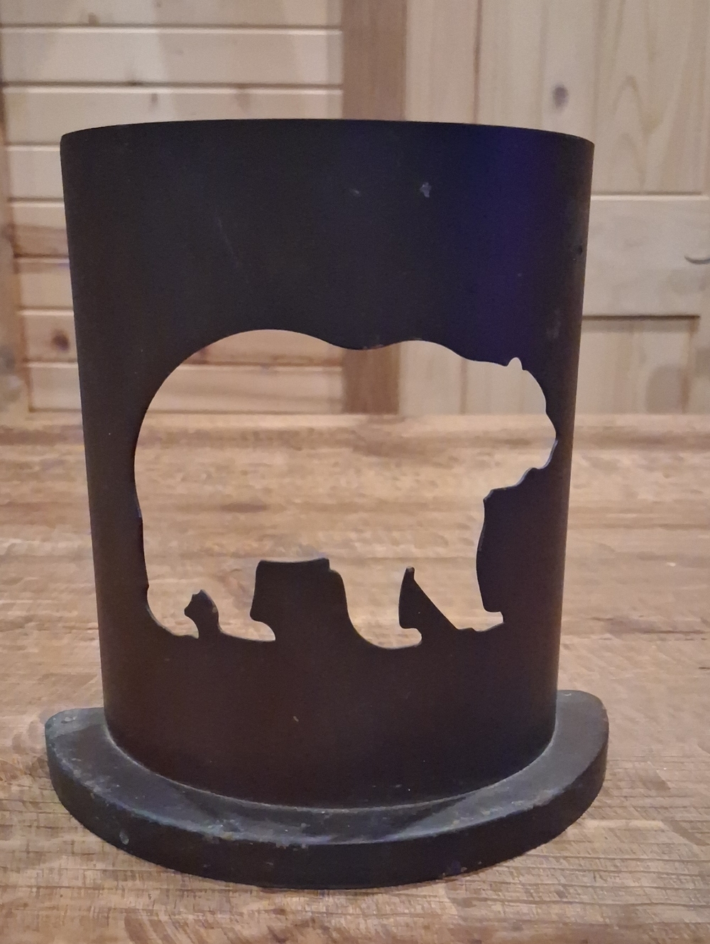 Ristic Brown Metal Bear Cutout Candle Holder - Home Art
